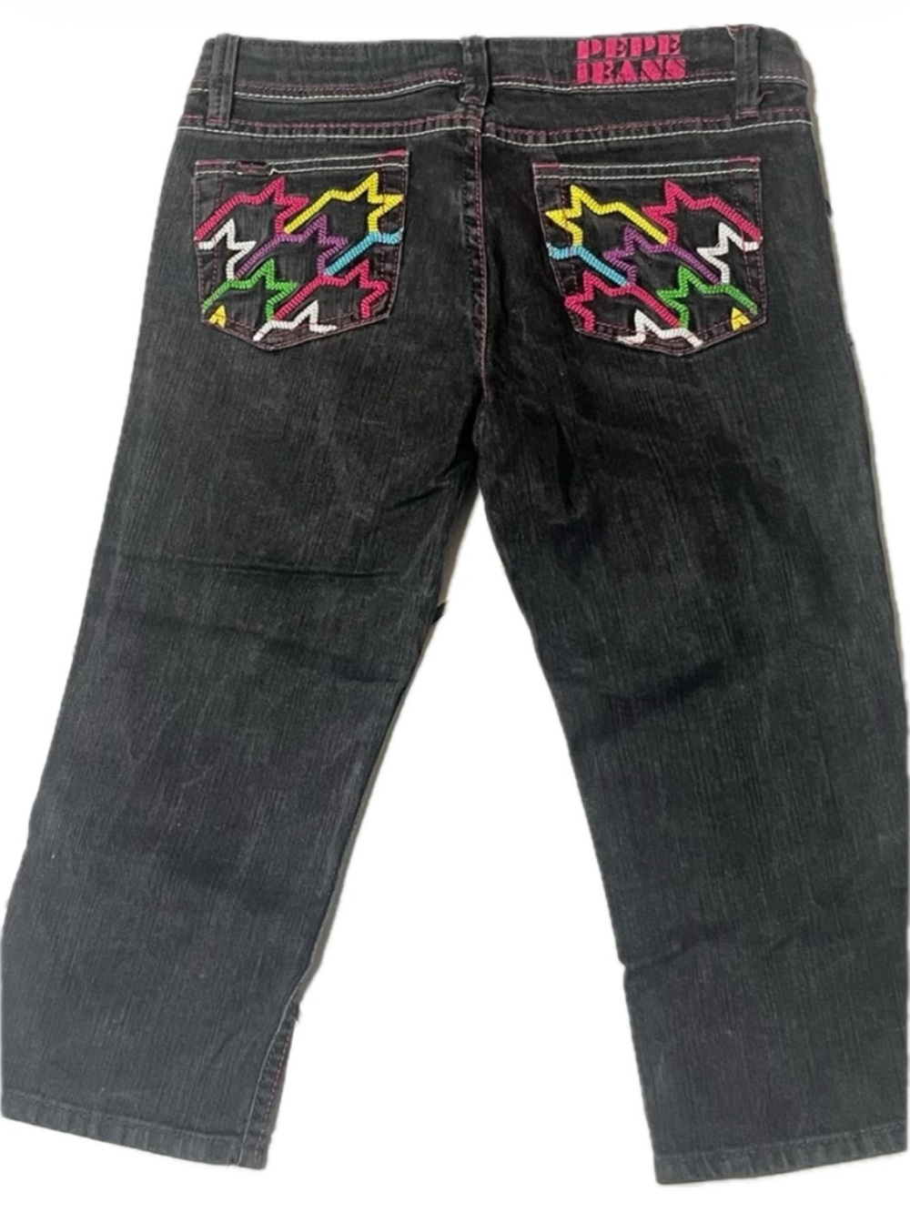 Pepe Black Pink Purple Green Yellow white faded Capri length denim jeans vintage